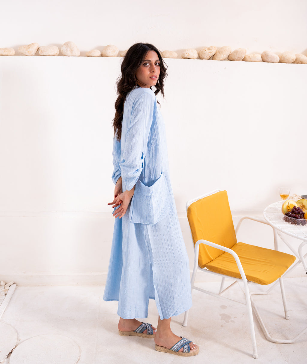 Ocean Stripe Dress in Baby blue