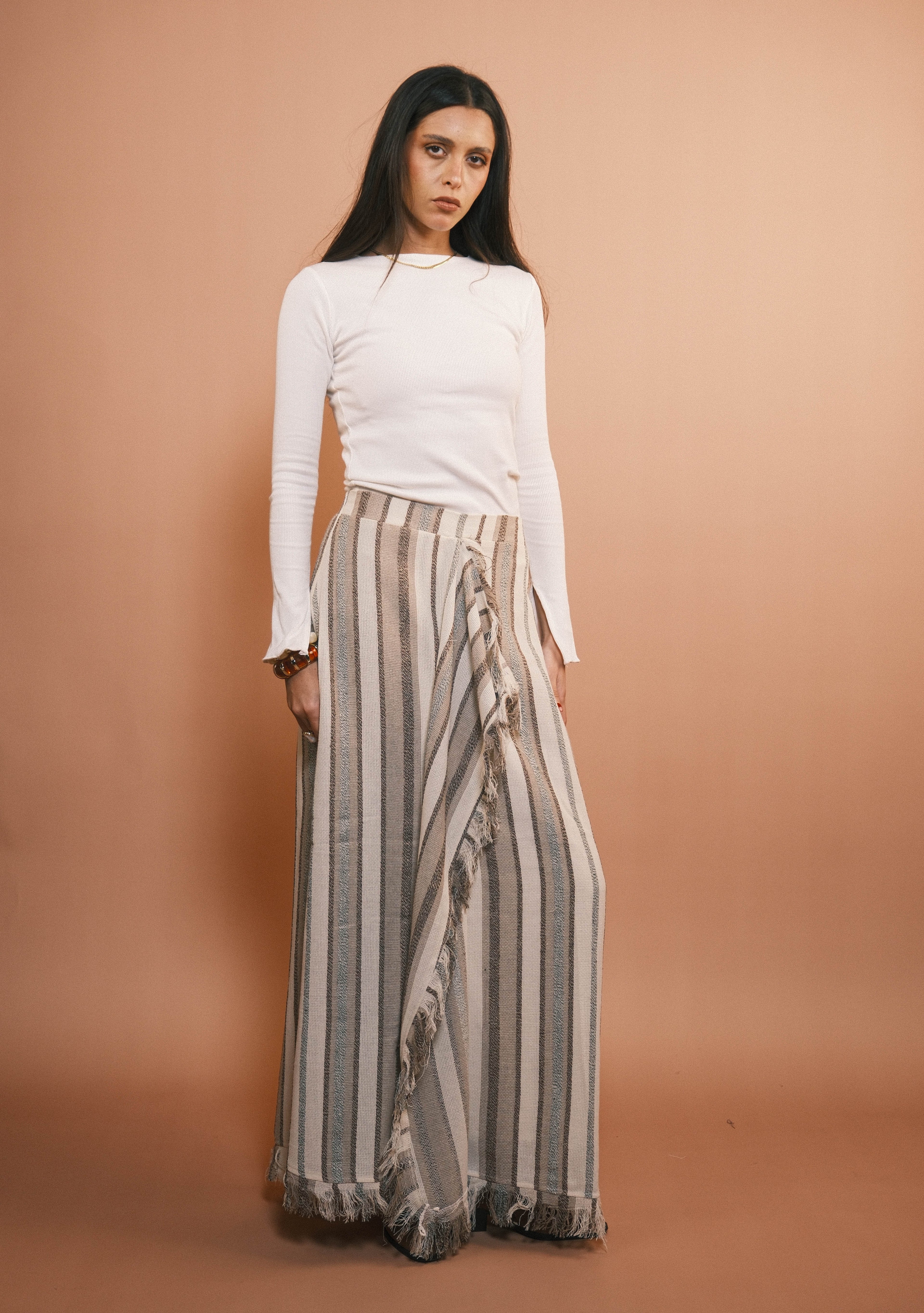 Brown Boho Fringes Skirt