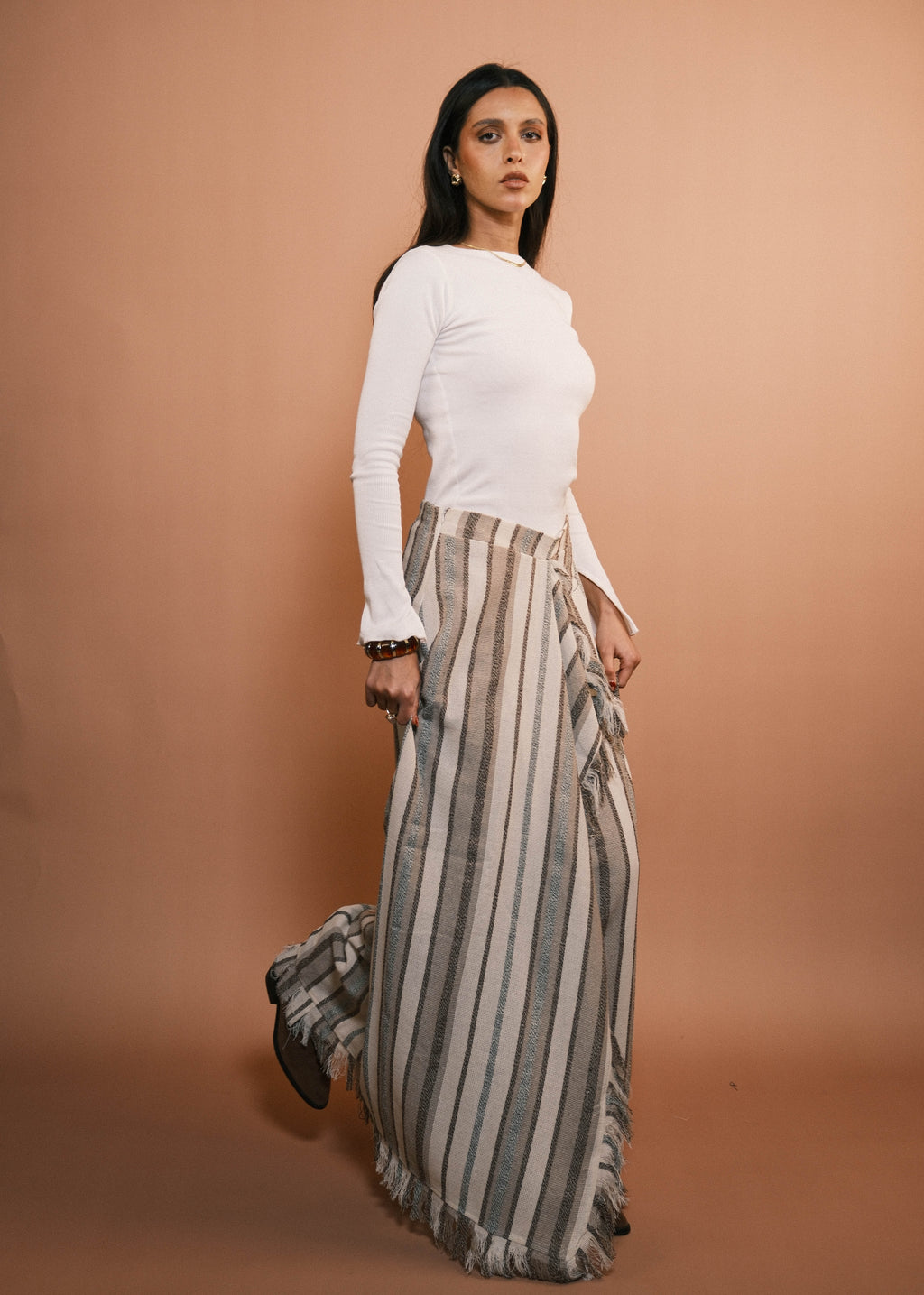Brown Boho Fringes Skirt