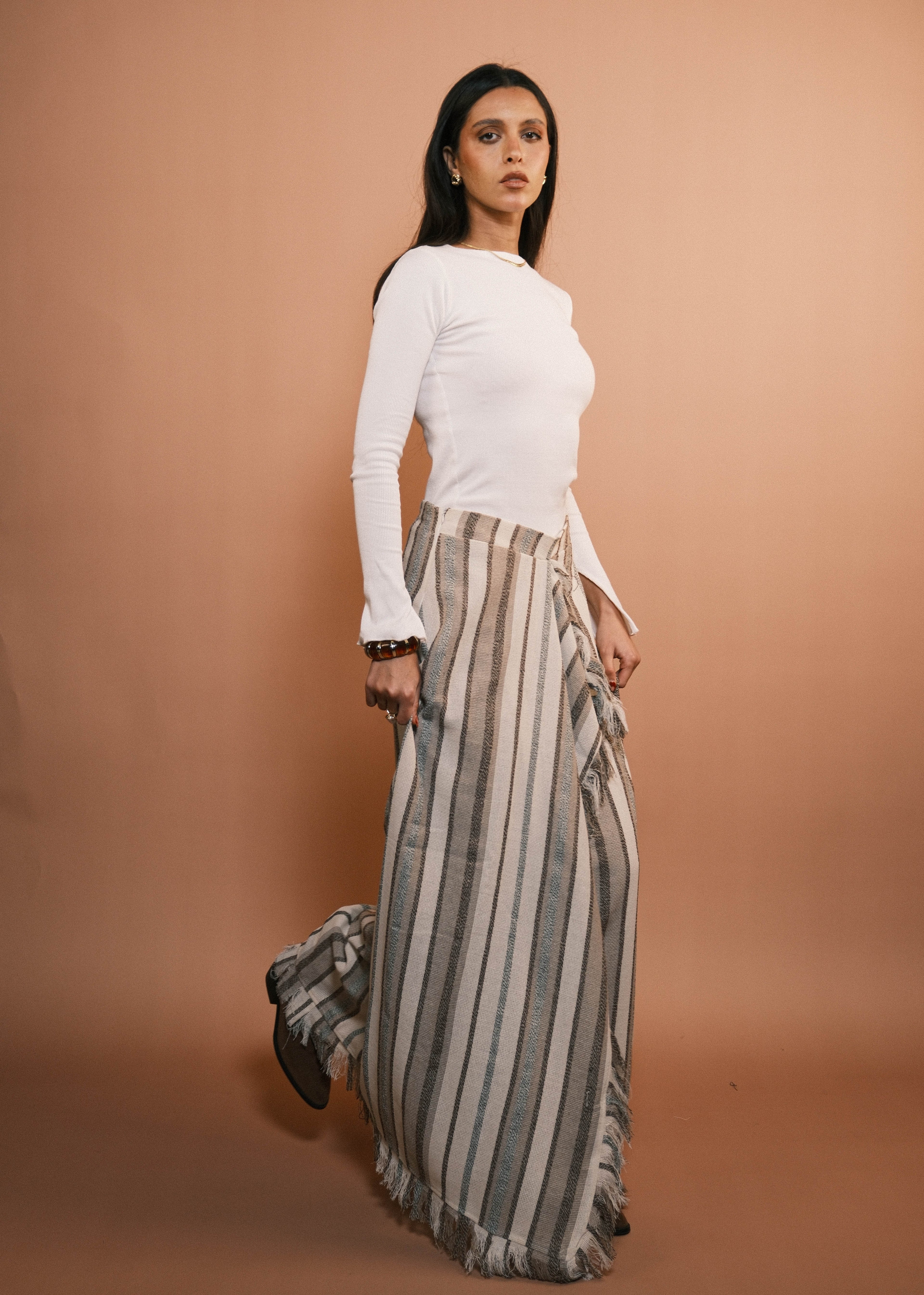 Brown Boho Fringes Skirt