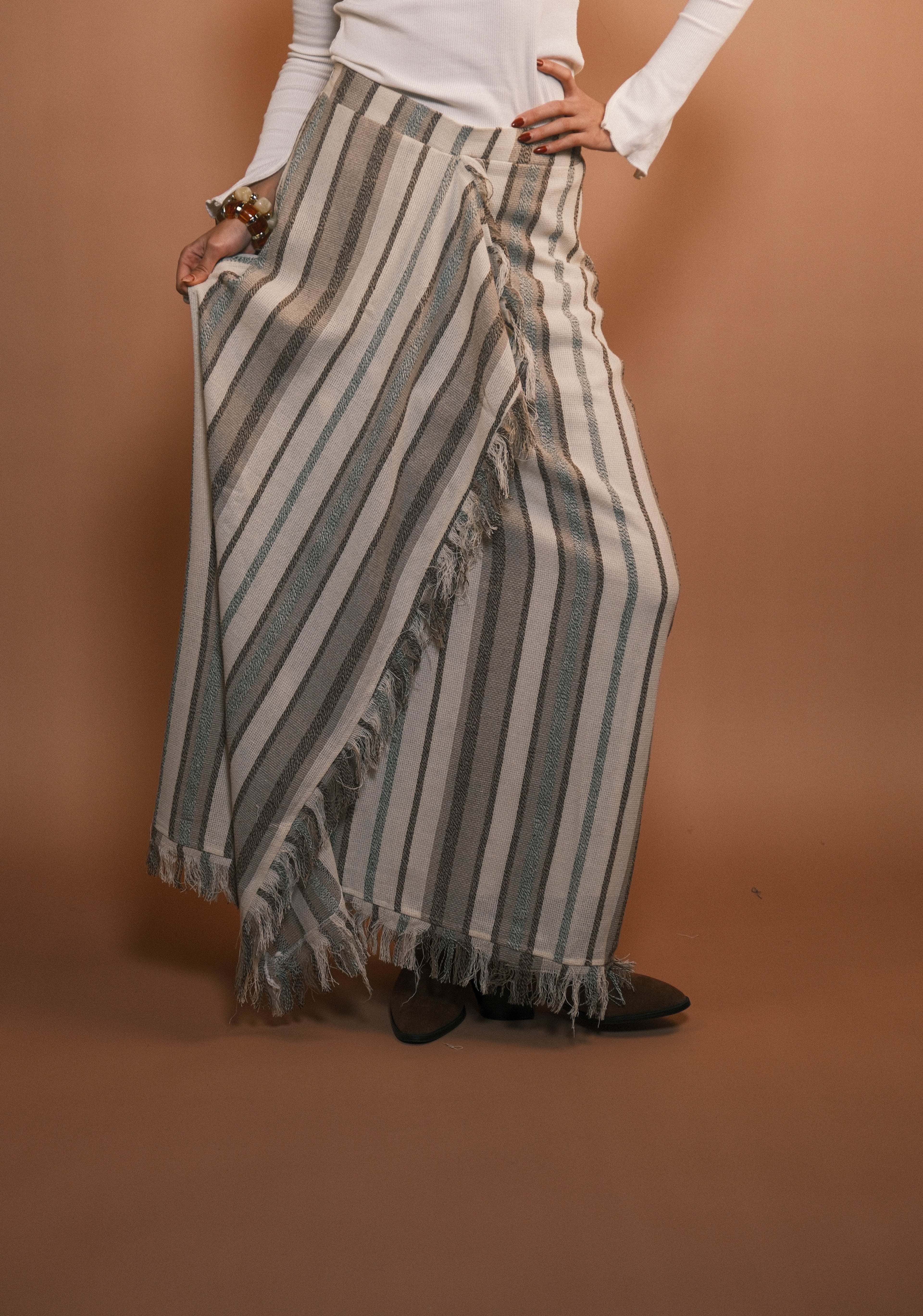 Brown Boho Fringes Skirt