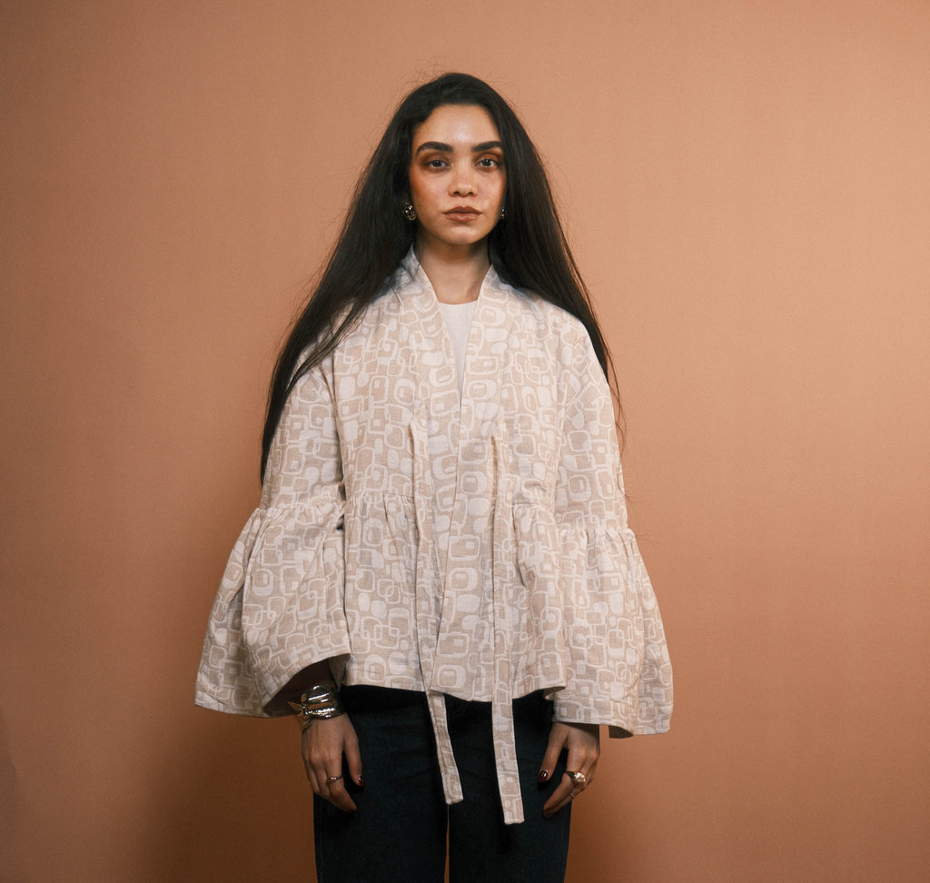 Beige Jacquard Jacket
