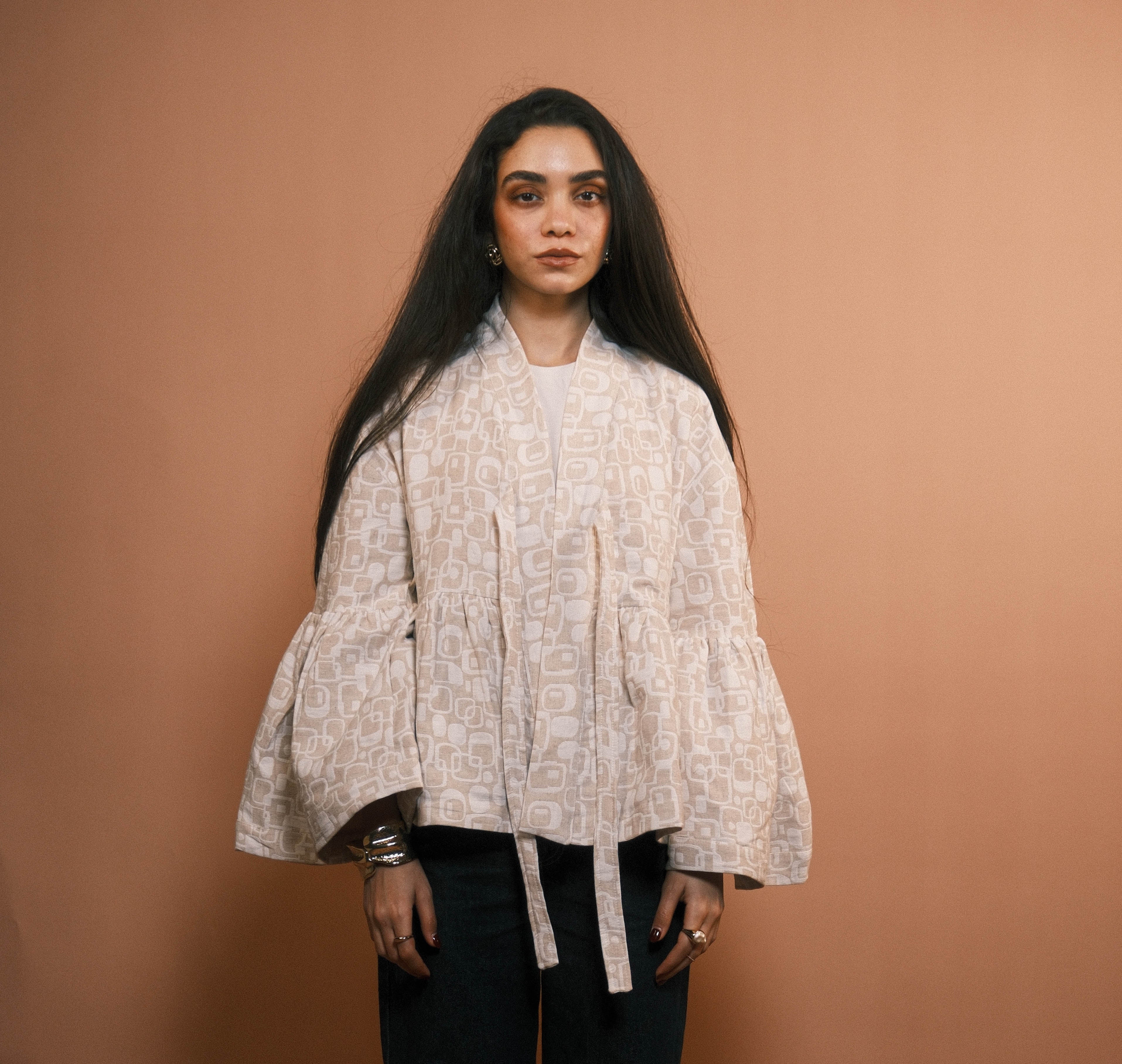 Beige Jacquard Jacket