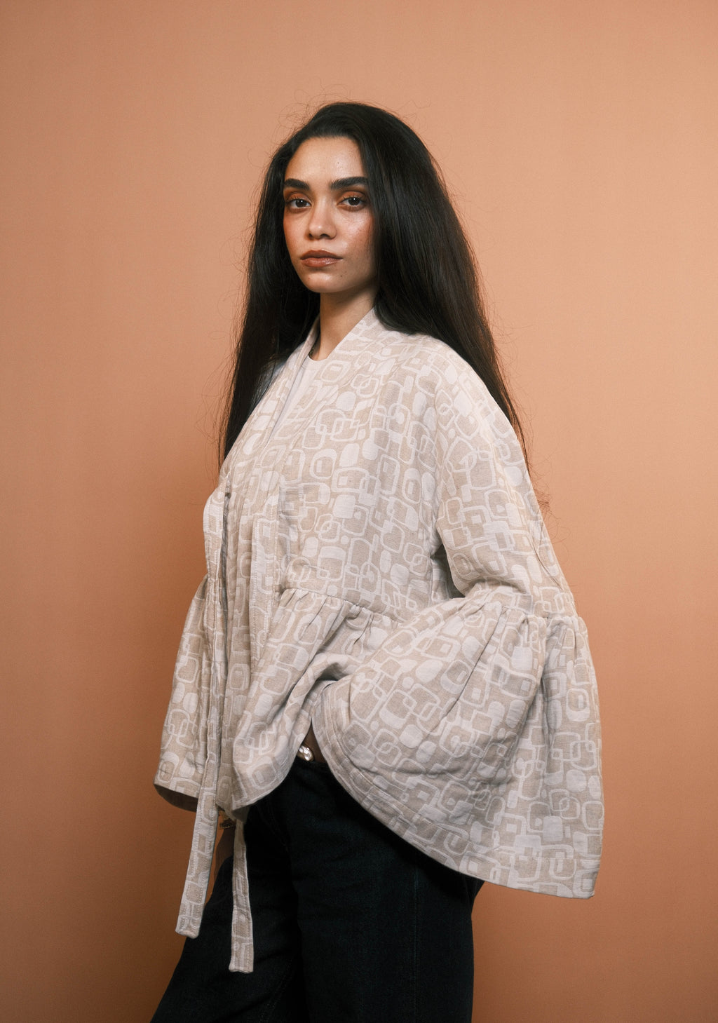 Beige Jacquard Jacket