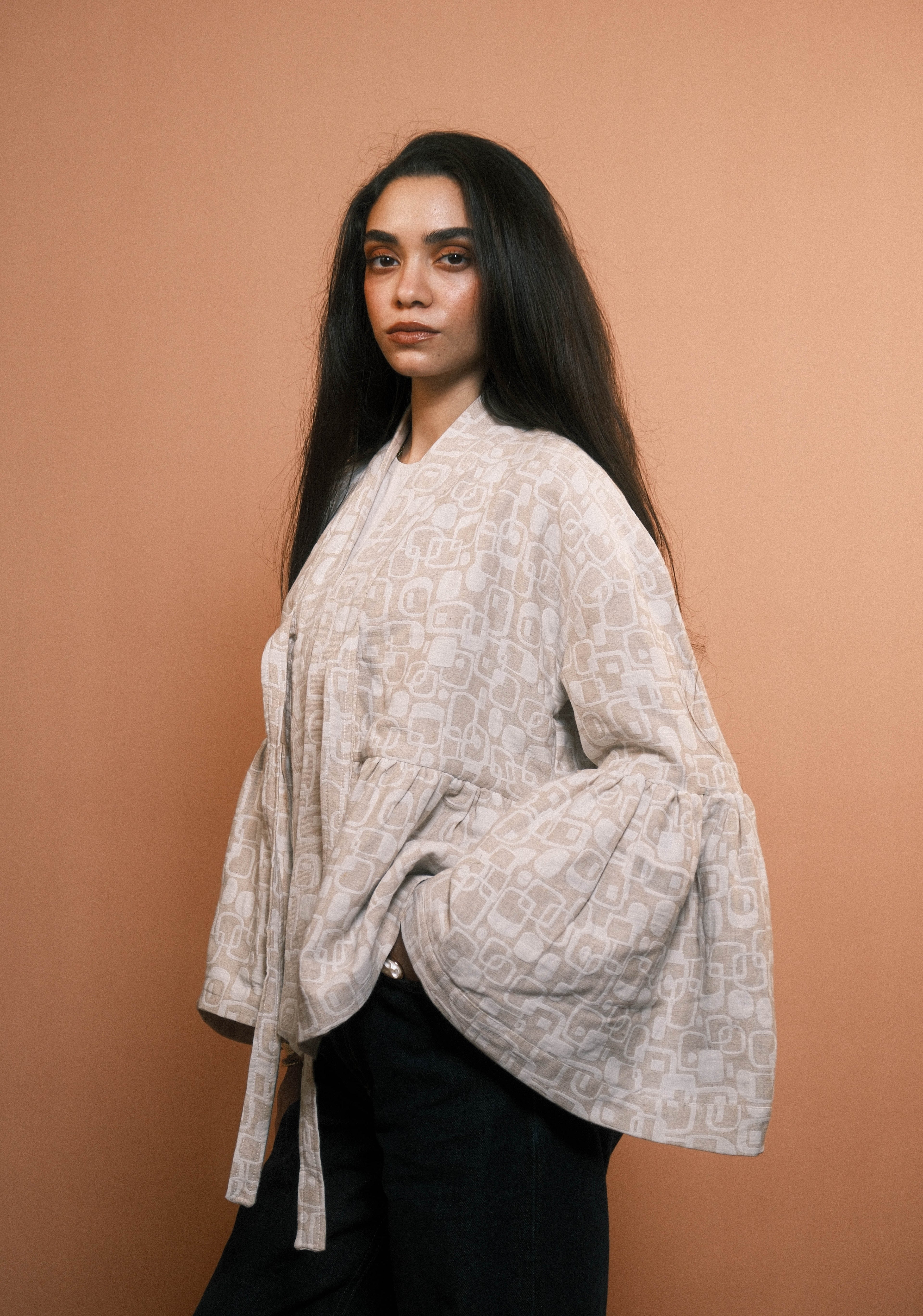 Beige Jacquard Jacket