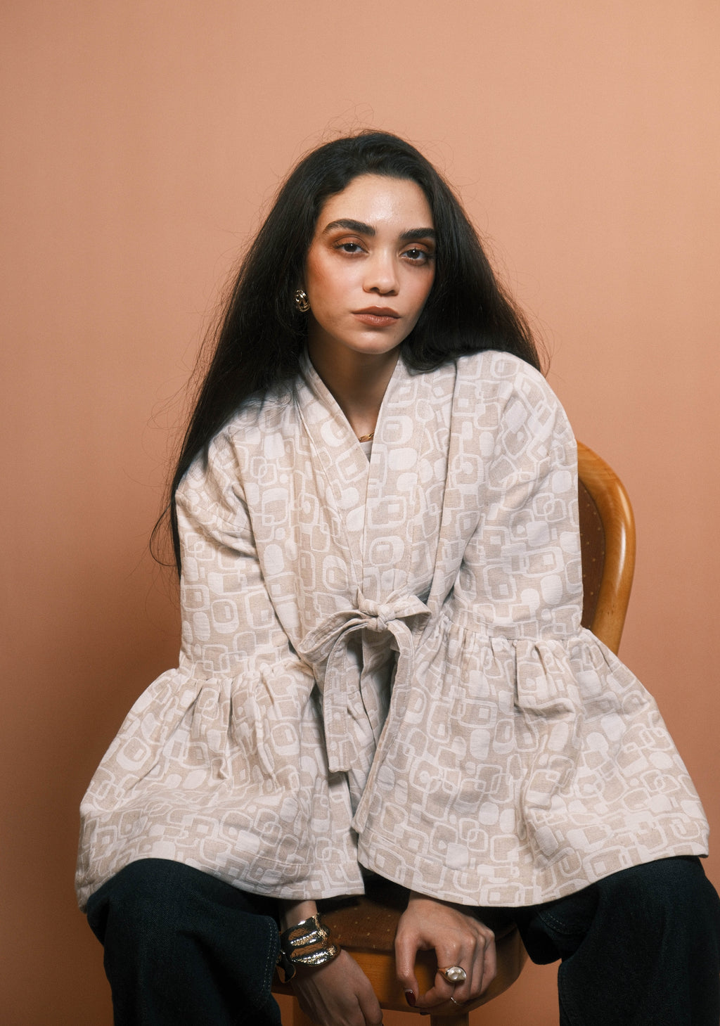 Beige Jacquard Jacket
