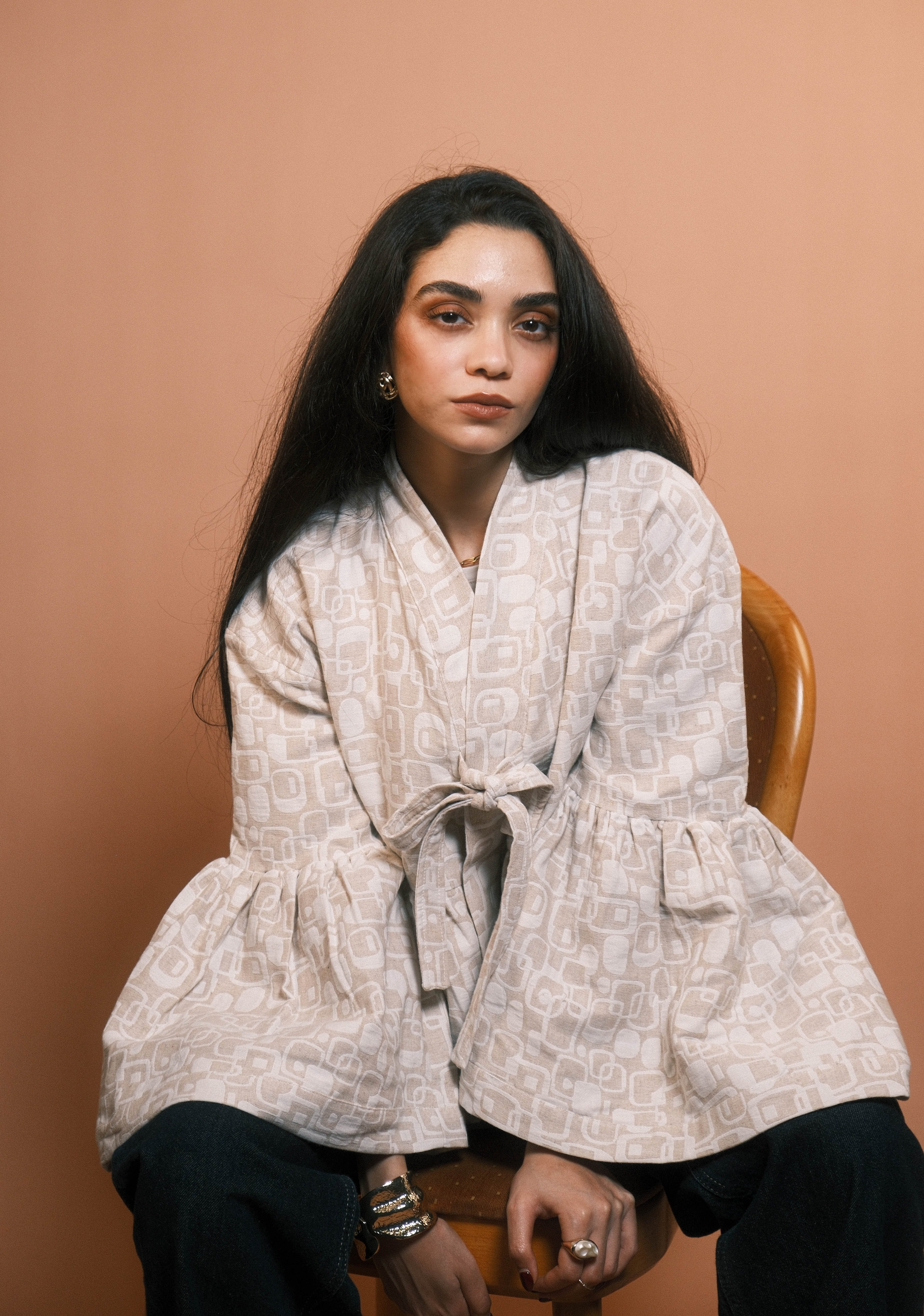 Beige Jacquard Jacket