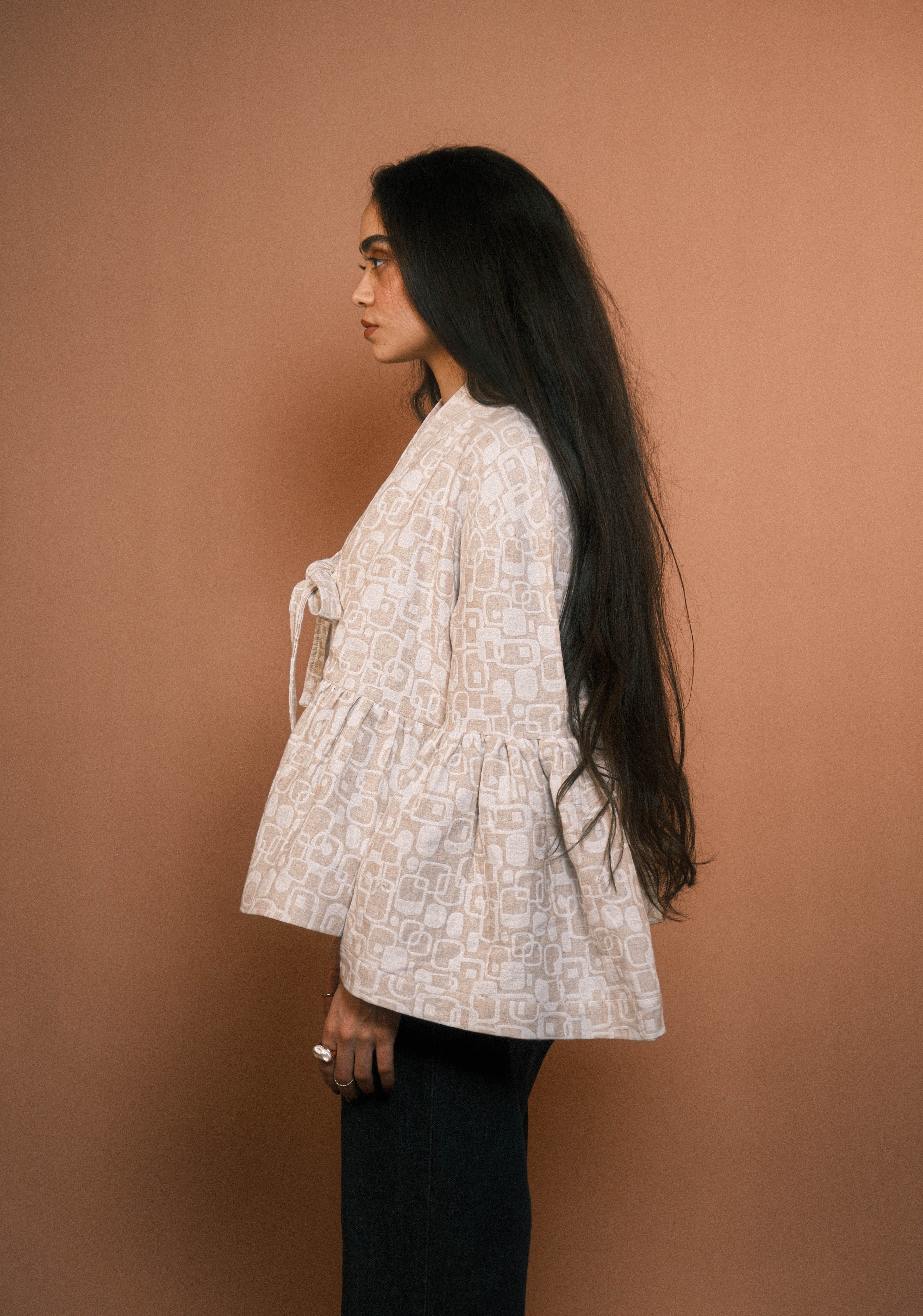 Beige Jacquard Jacket