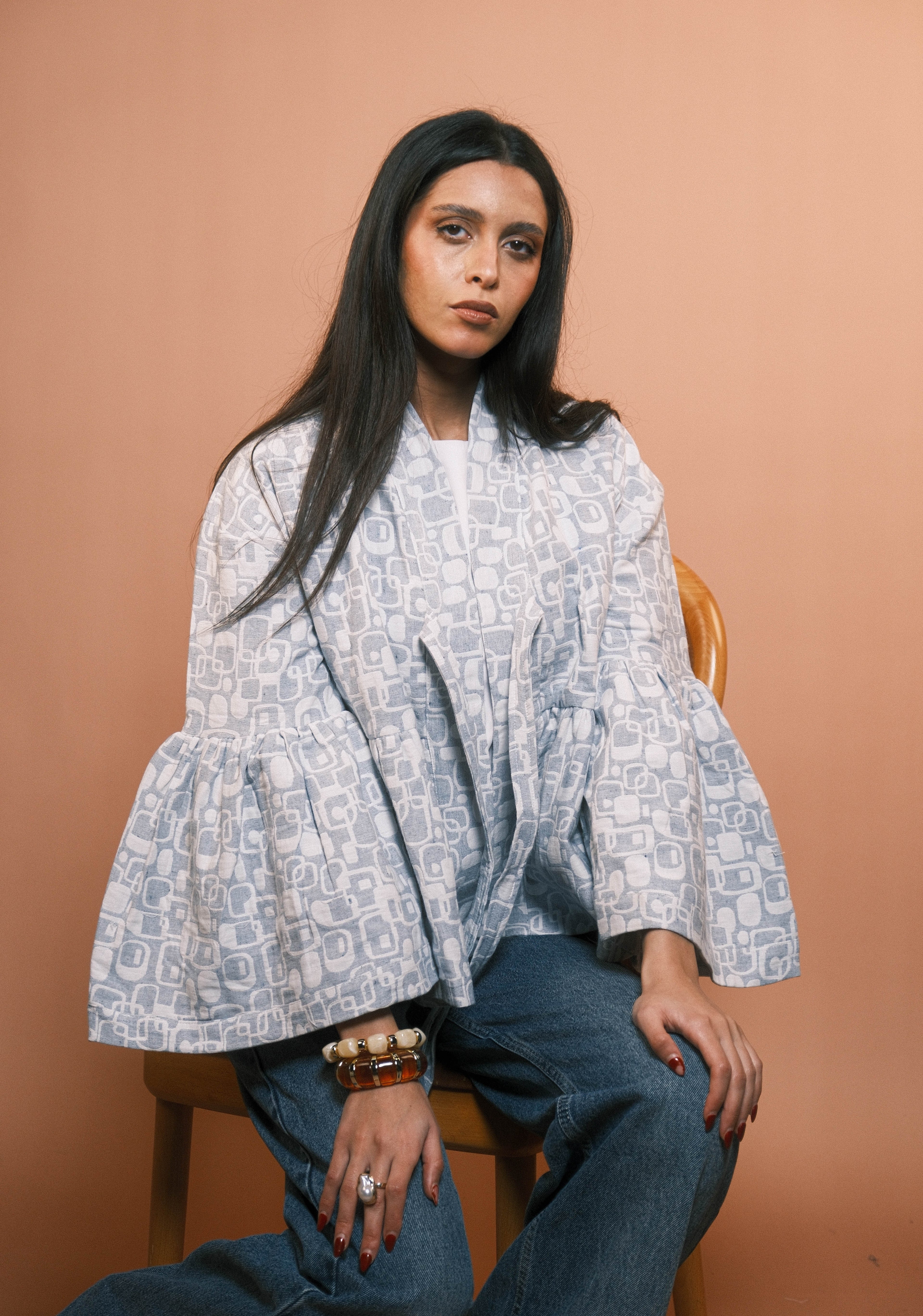 Blue Jacquard Jacket