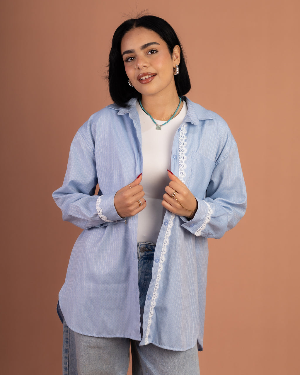 Oversized Poplin Lace in Blue