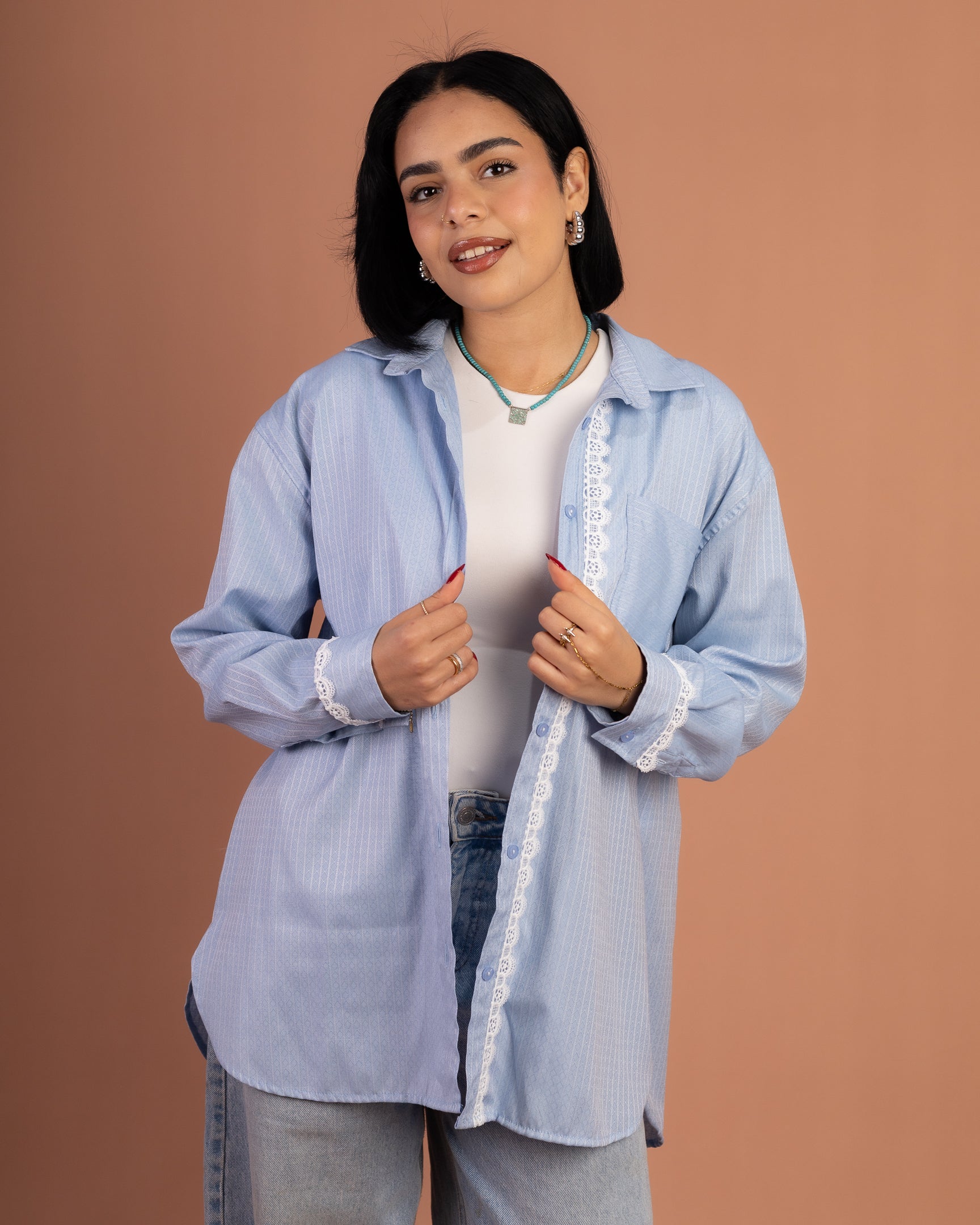 Oversized Poplin Lace in Blue