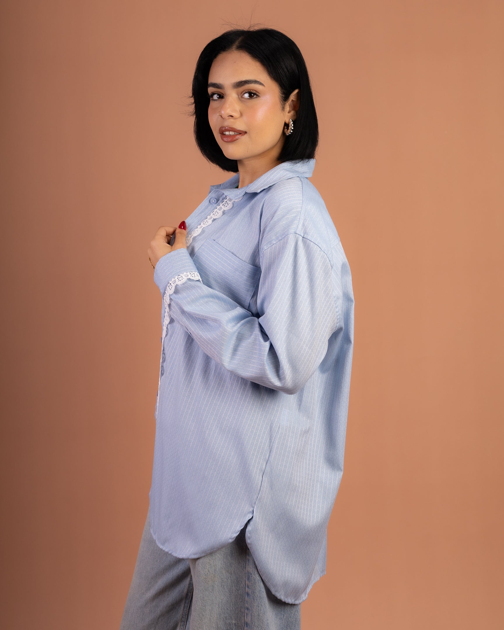 Oversized Poplin Lace in Blue