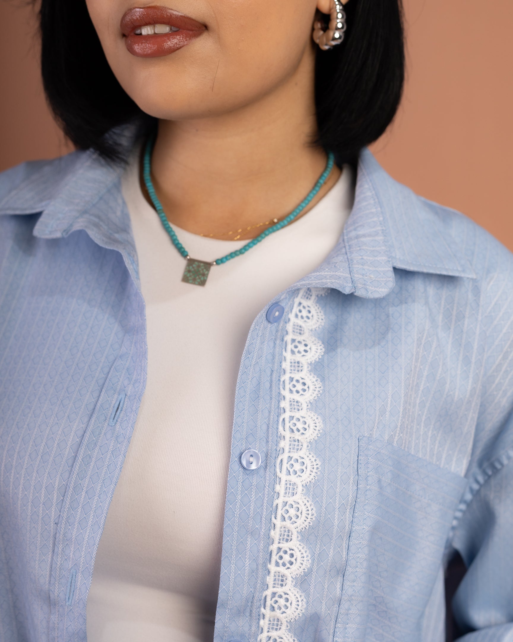 Oversized Poplin Lace in Blue