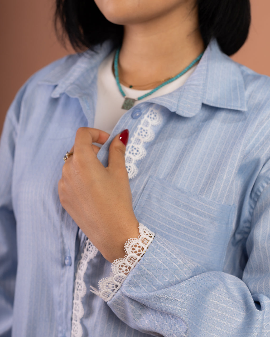 Oversized Poplin Lace in Blue
