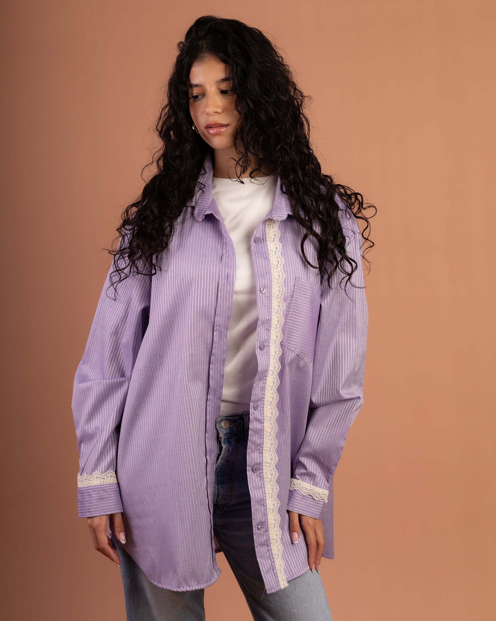 Oversized Poplin Lace in Purple