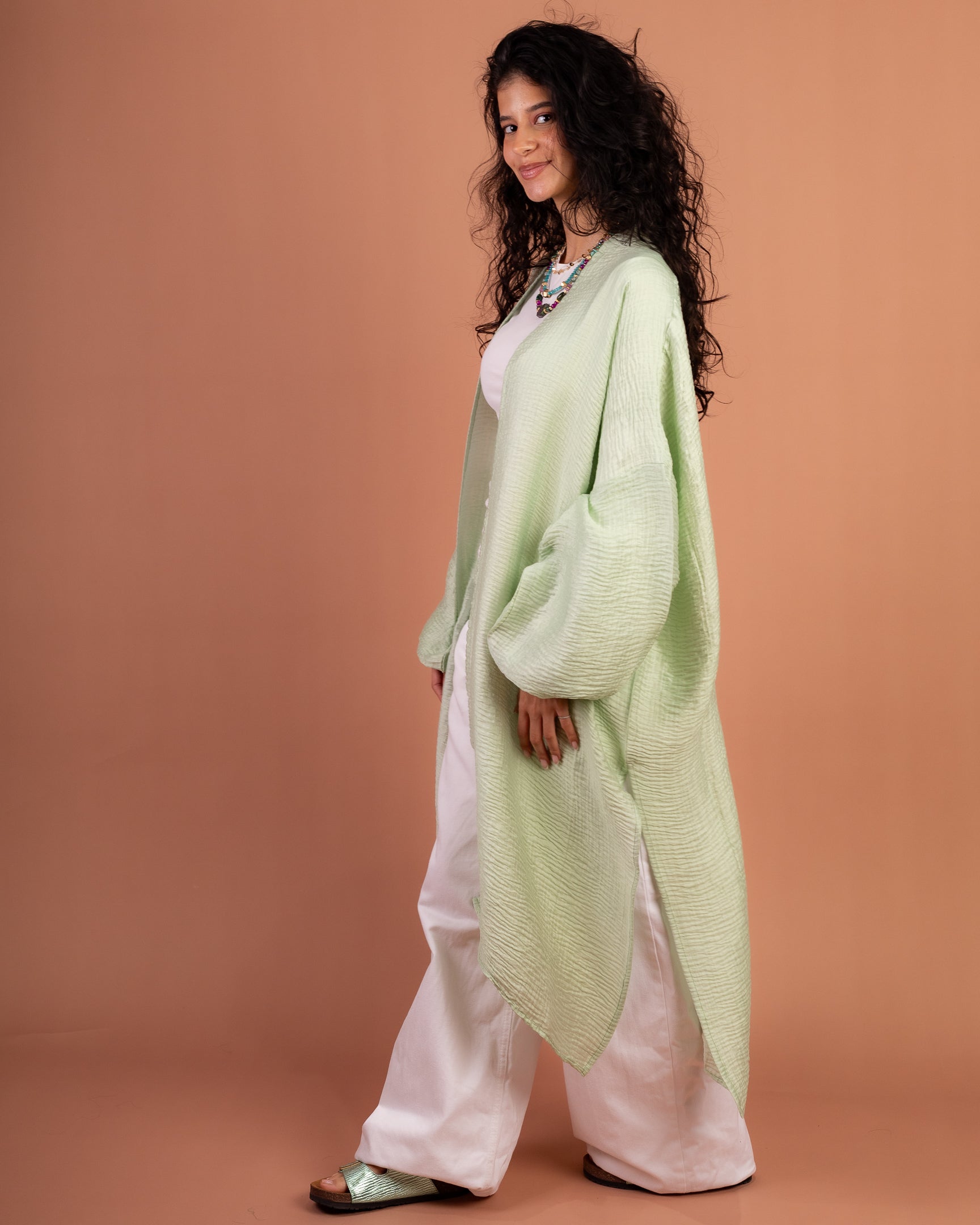 Blossom Flowy Cardigan in Mint