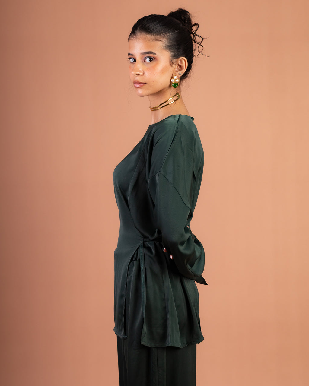 Satin Breeze Set in Dark Green