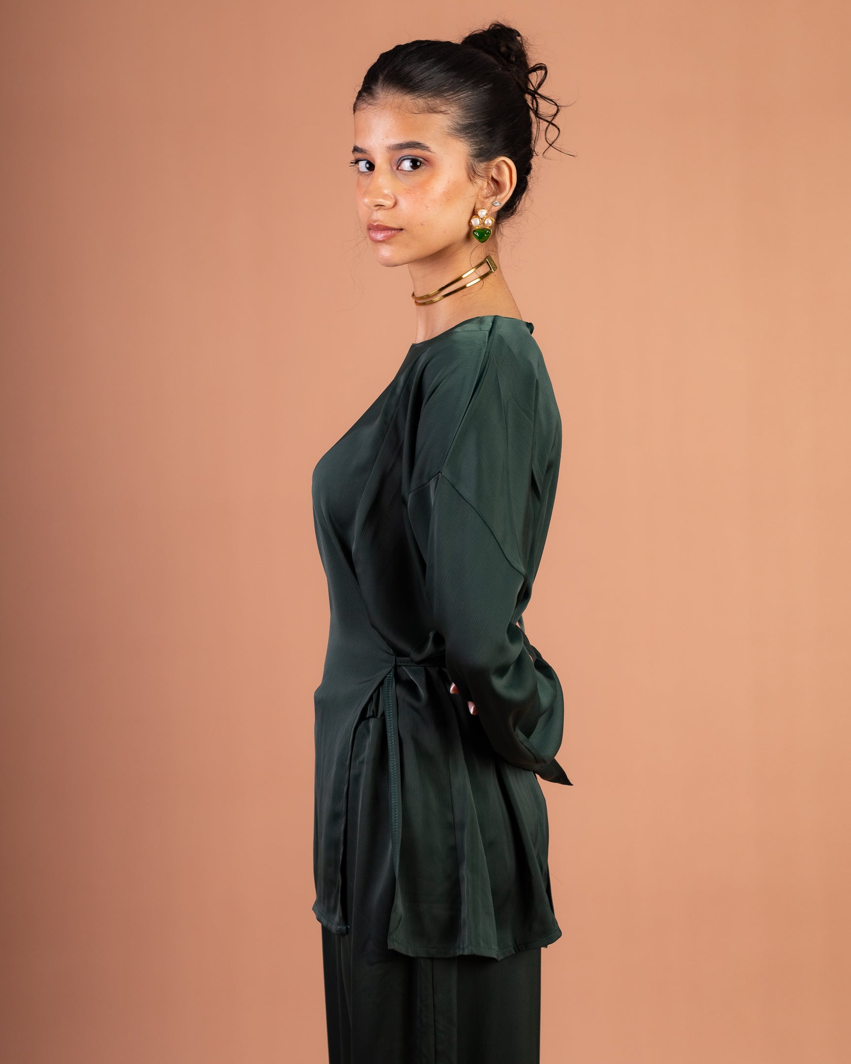 Satin Breeze Set in Dark Green