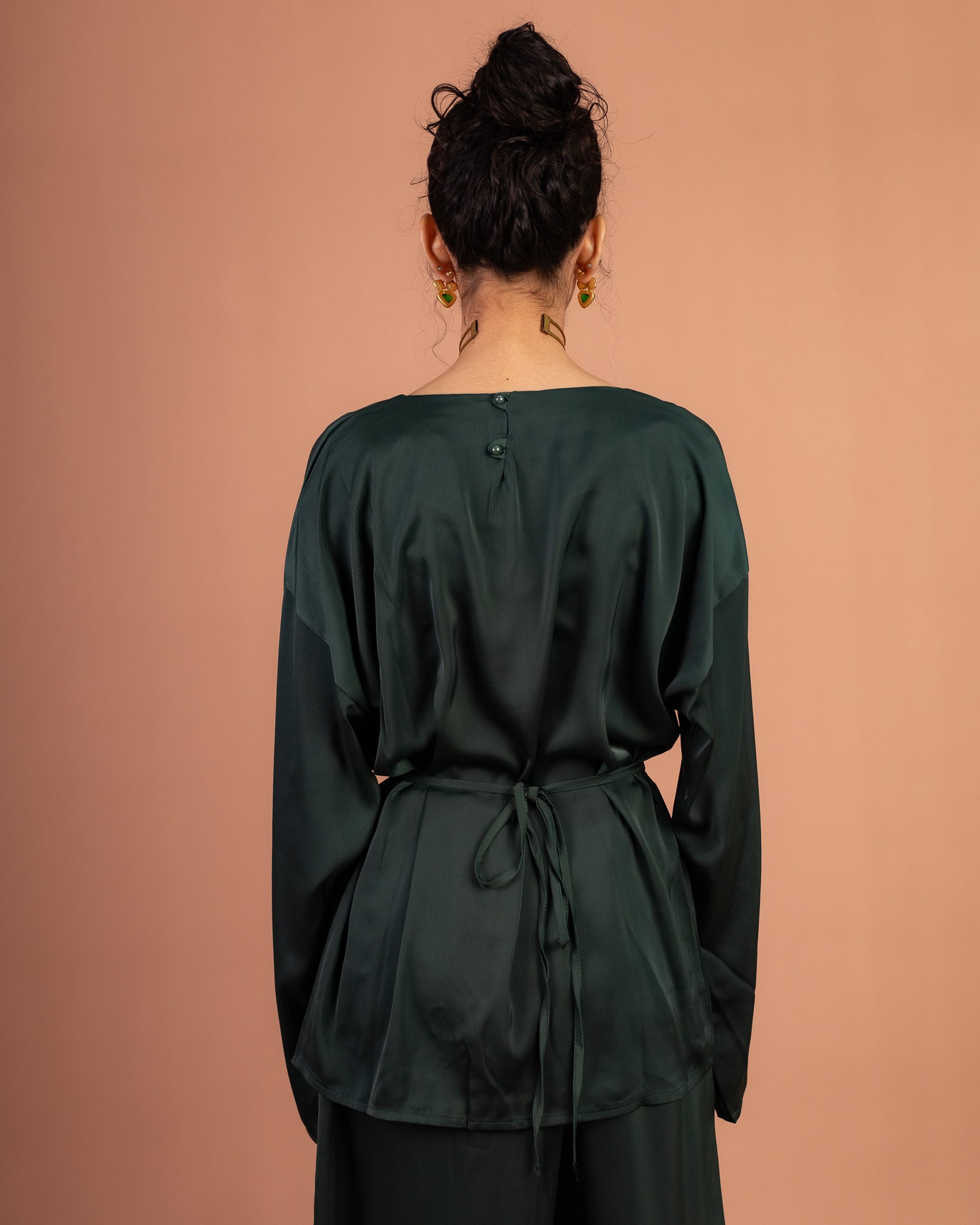 Satin Breeze Set in Dark Green