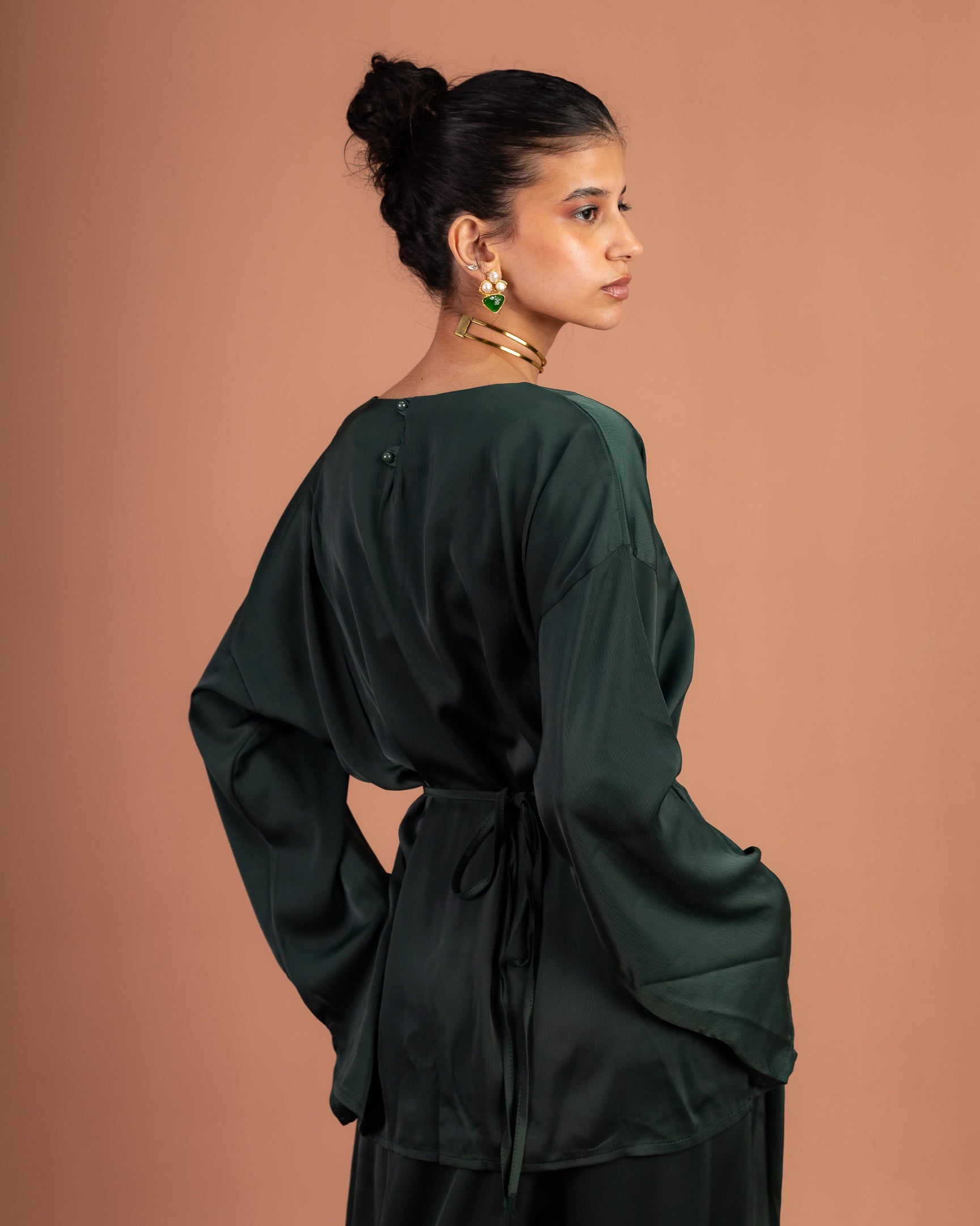 Satin Breeze Set in Dark Green