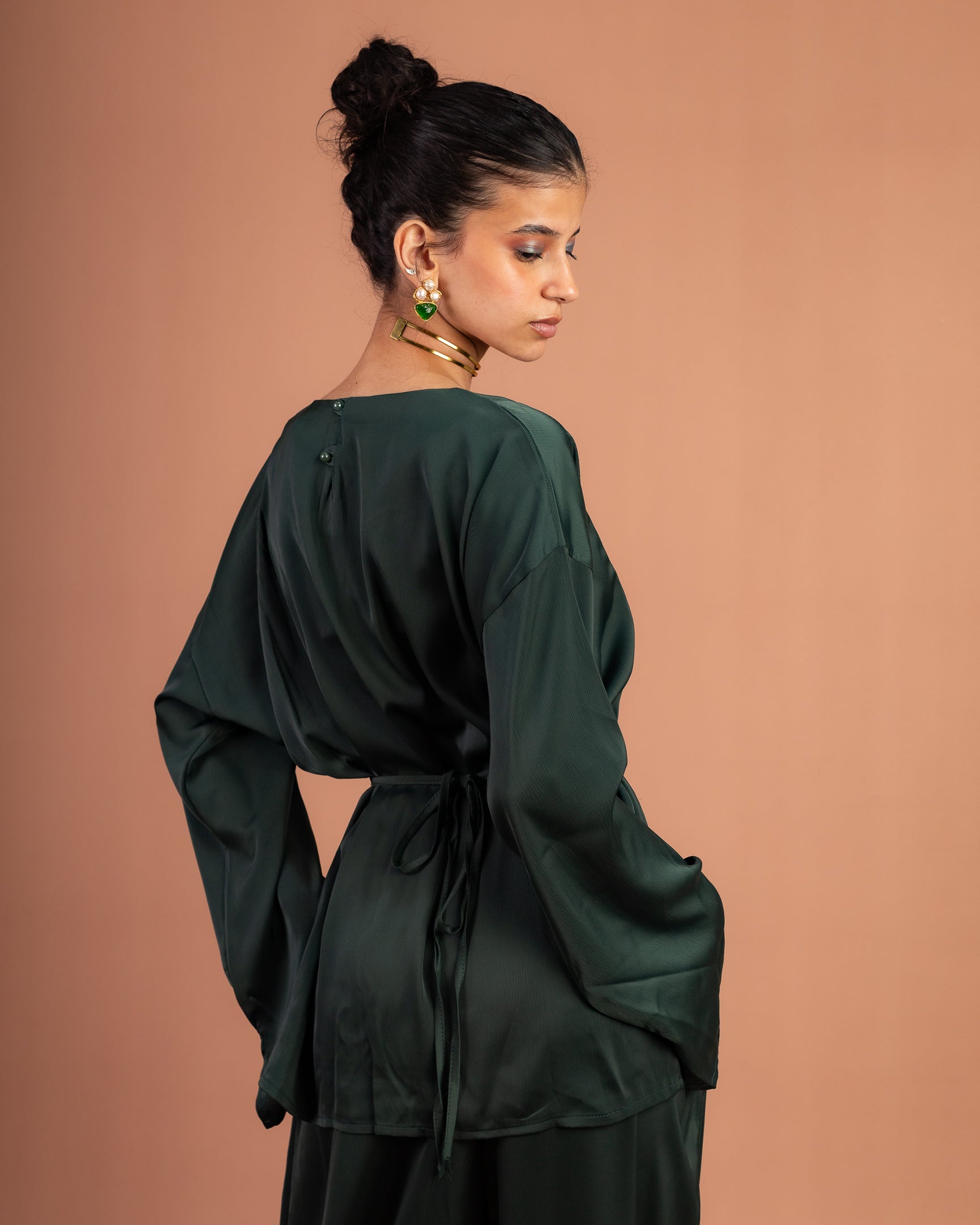 Satin Breeze Set in Dark Green